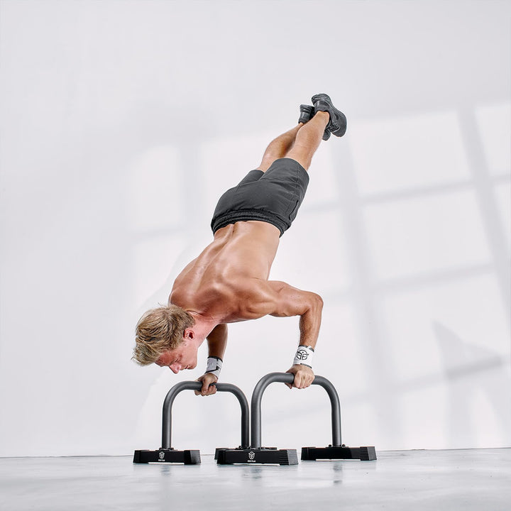 Parallettes Calisthenics - Handstand Griffe Stahl Rutschfeste, Push Up Bars, Hält 250kg Last aus - C