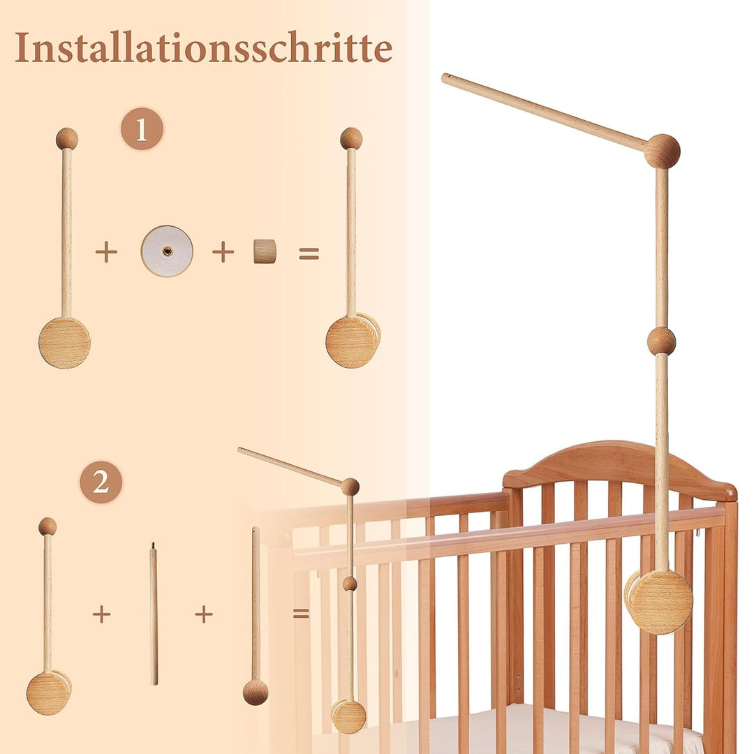 Mobile Halterung für Babybett, Holz Mobile Halterung Wickeltisch für Aufhängung Mobile baby, Geburt