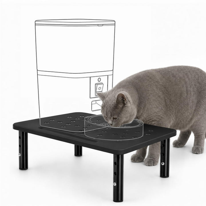 PICK FOR LIFE Erhöhter Stand für Futterautomat Katze, 3 Höhenstufen Schwarz, Schwarz