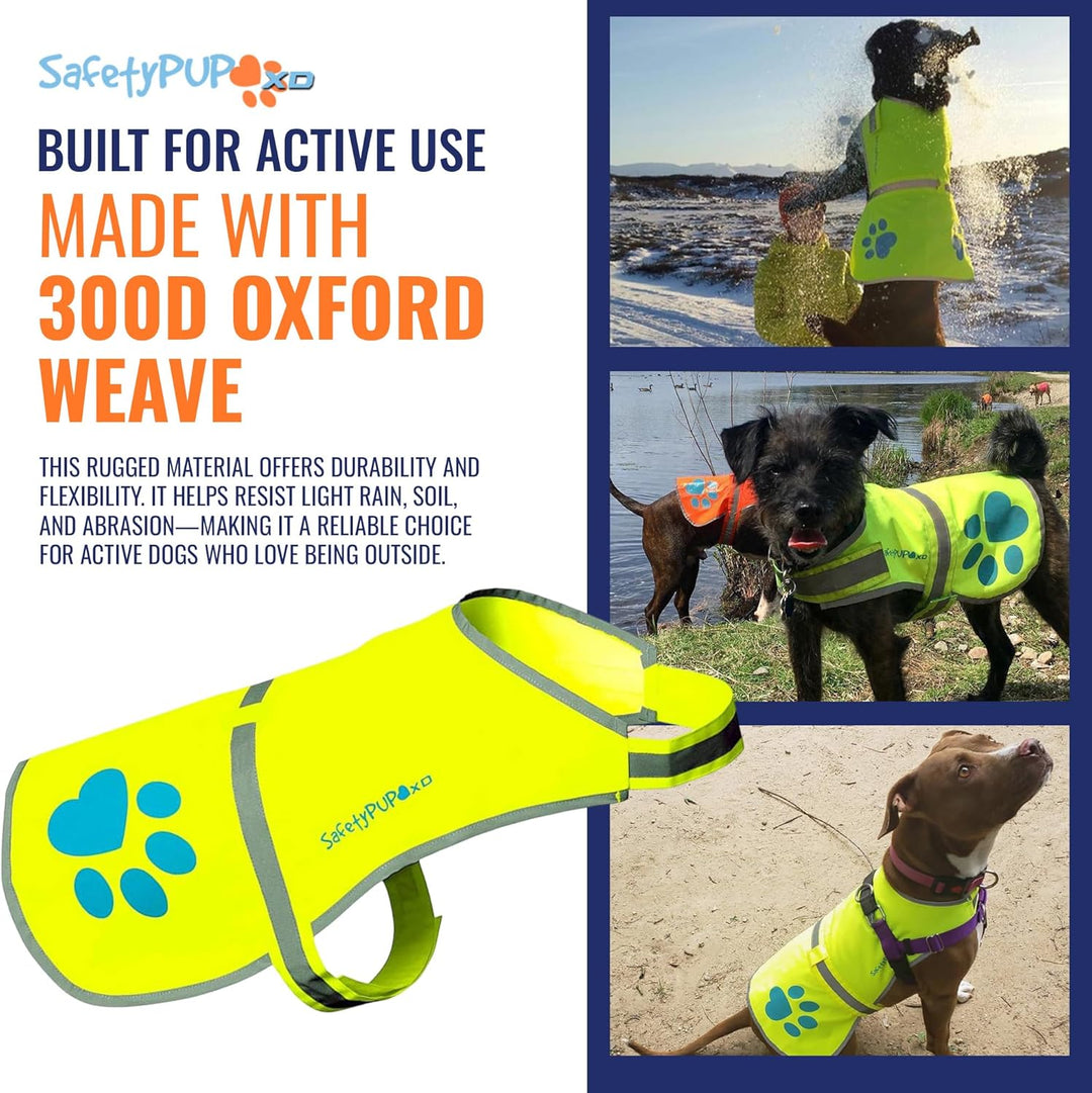 SafetyPUP XD Hund Warnweste, Grössen passen Hunde 14 lbs bis 130 lbs Neon Gelb Gross Gross Neon Gelb