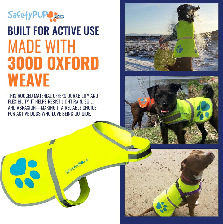 SafetyPUP XD Hund Warnweste, Grössen passen Hunde 14 lbs bis 130 lbs Neon Gelb Mittel Mittel Neon Ge