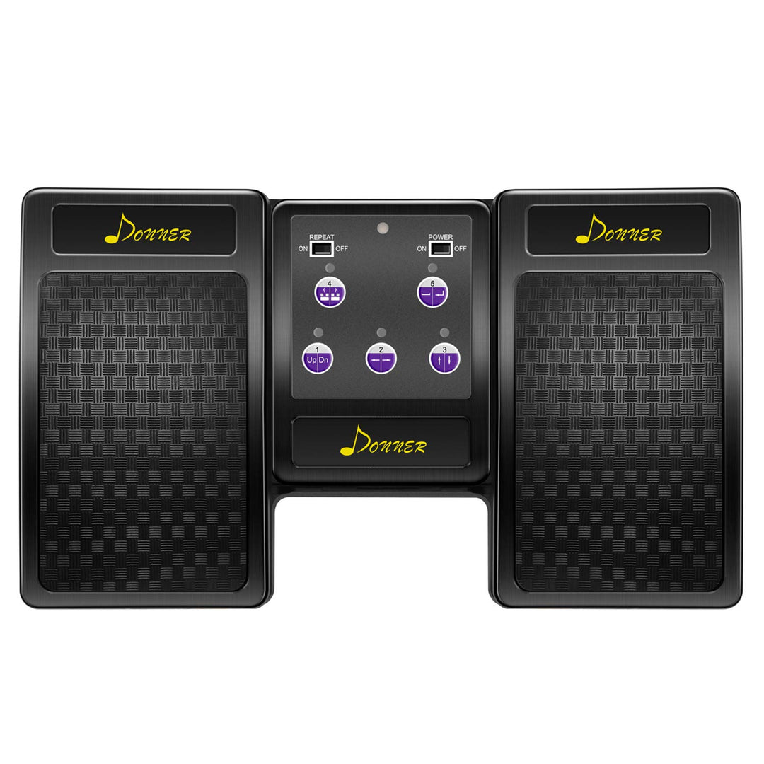 Donner Bluetooth Page Turner Pedal für Tablet Wiederaufladbar, Schwarz, Schwarz