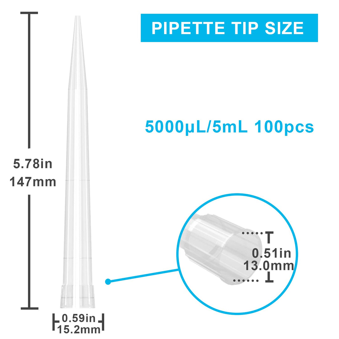 ONiLAB Pipettenspitzen 5000 UL/5mL 100 PCS Labor Universal Kunststoff Flüssige Pipettenspitzen Polyp