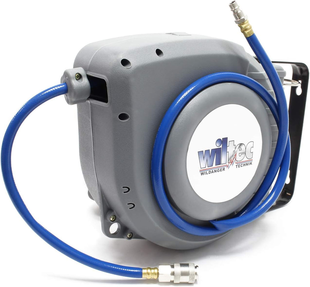 Wiltec Druckluft Schlauchtrommel mit 9 m Druckluftschlauch, 8 bar Druckluftschlauch, automatik Druck