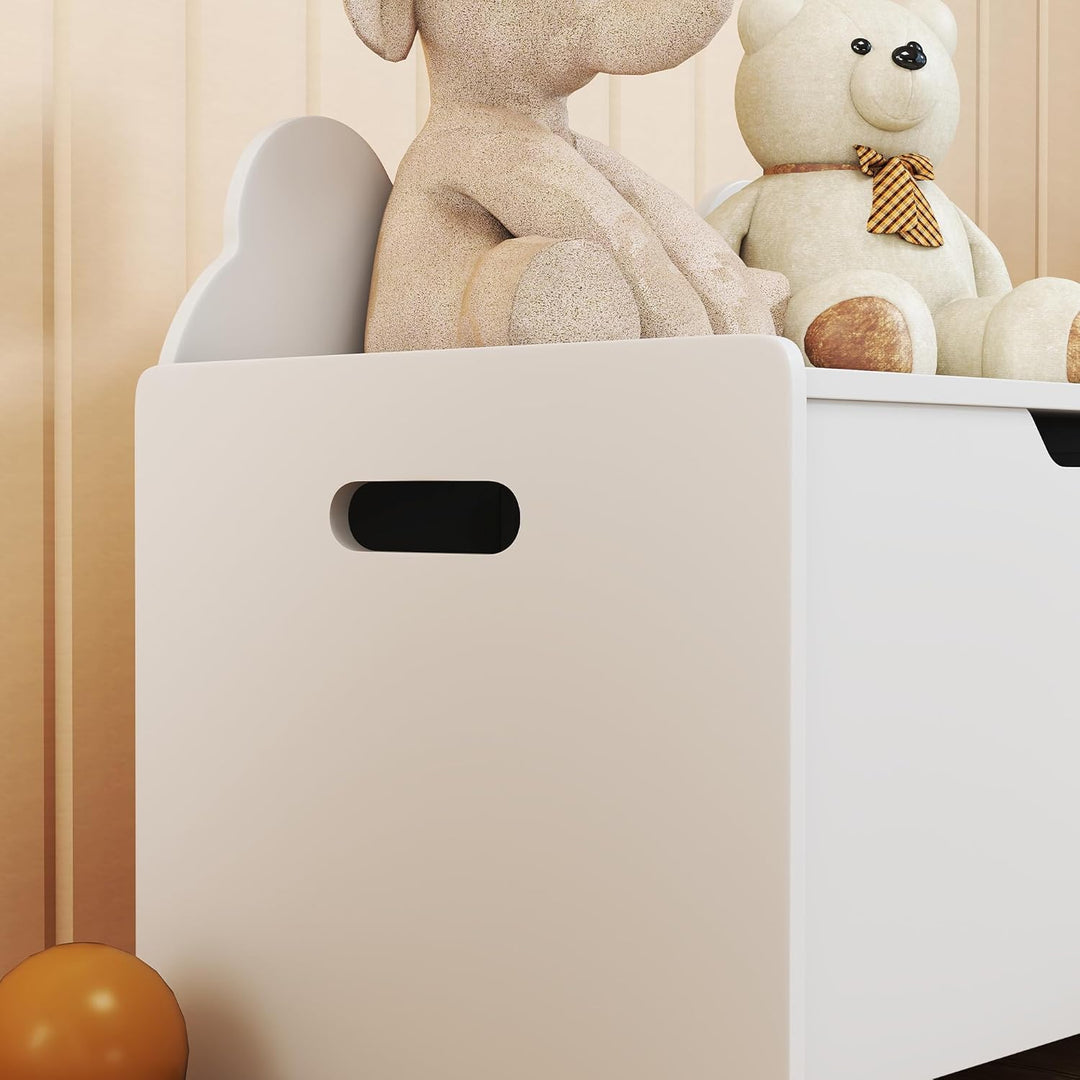 AIYAPLAY Kinderspielzeugtruhe mit Klappdeckel, Kinderaufbewahrungstruhe, Bärenform, Sicherheitsschar