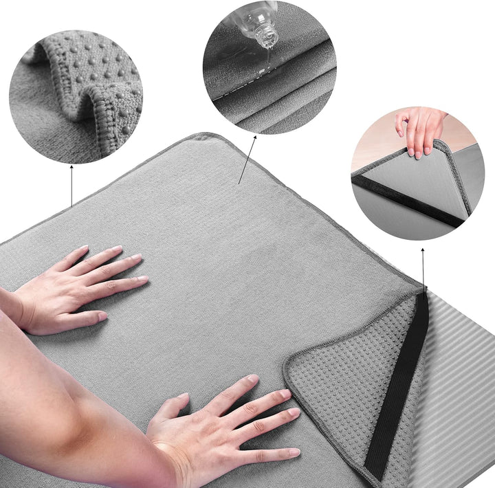 Polyte - Yoga Handtuch aus Mikrofaser mit Rutschfester Silikon Unterfläche und Elastischen Bändern,