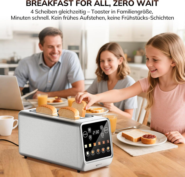 Keenstone Toaster 4 Scheiben, LED Display Touchscreen mit Memory-Funktion, Single-Slice-Technologie,