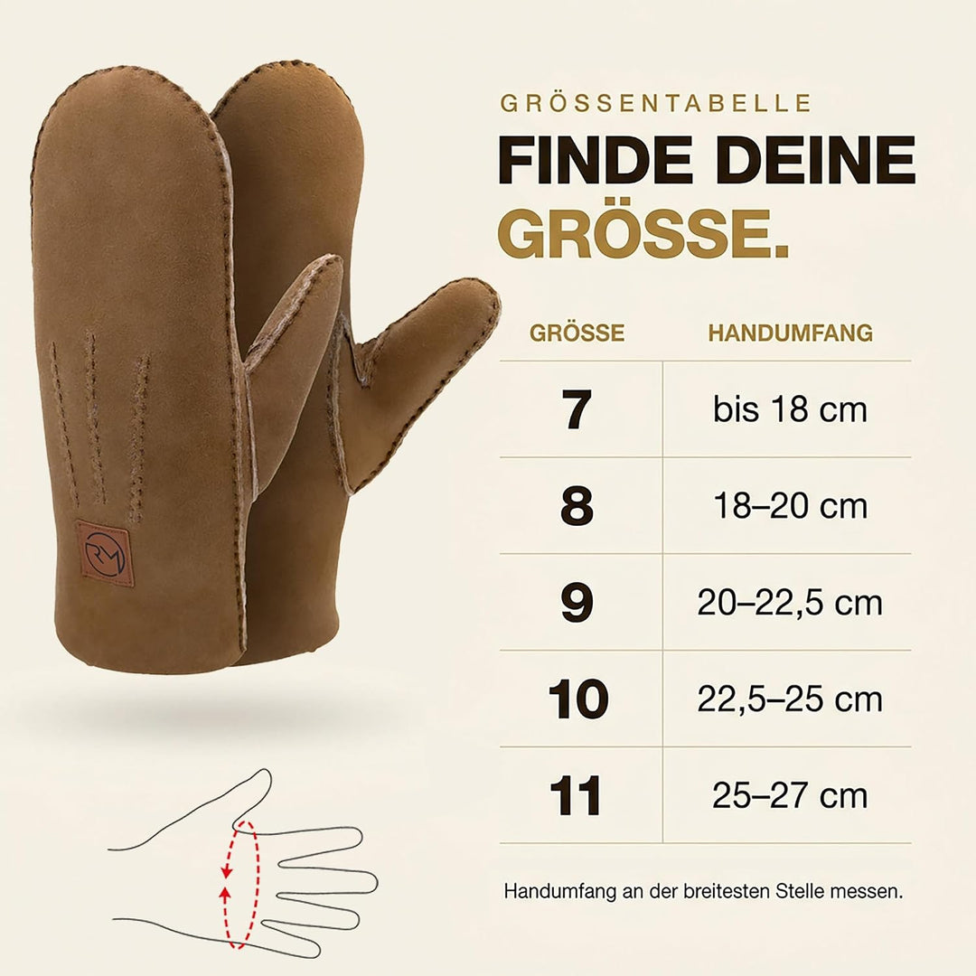 Rohn Moden Lammfell Fausthandschuhe Arber – Luxuriöse Fäustlinge für Damen und Herren, gefertigt aus
