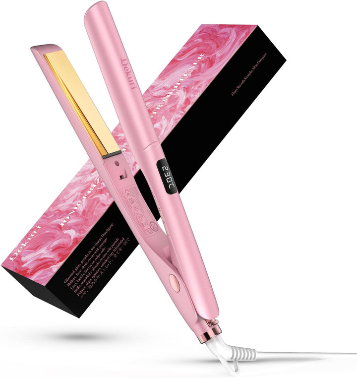 Dekuri 2 in 1 Glätteisen Locken und Glätten, Glatte Titanplatte Haarglätter, 30s Schnellaufheizung,