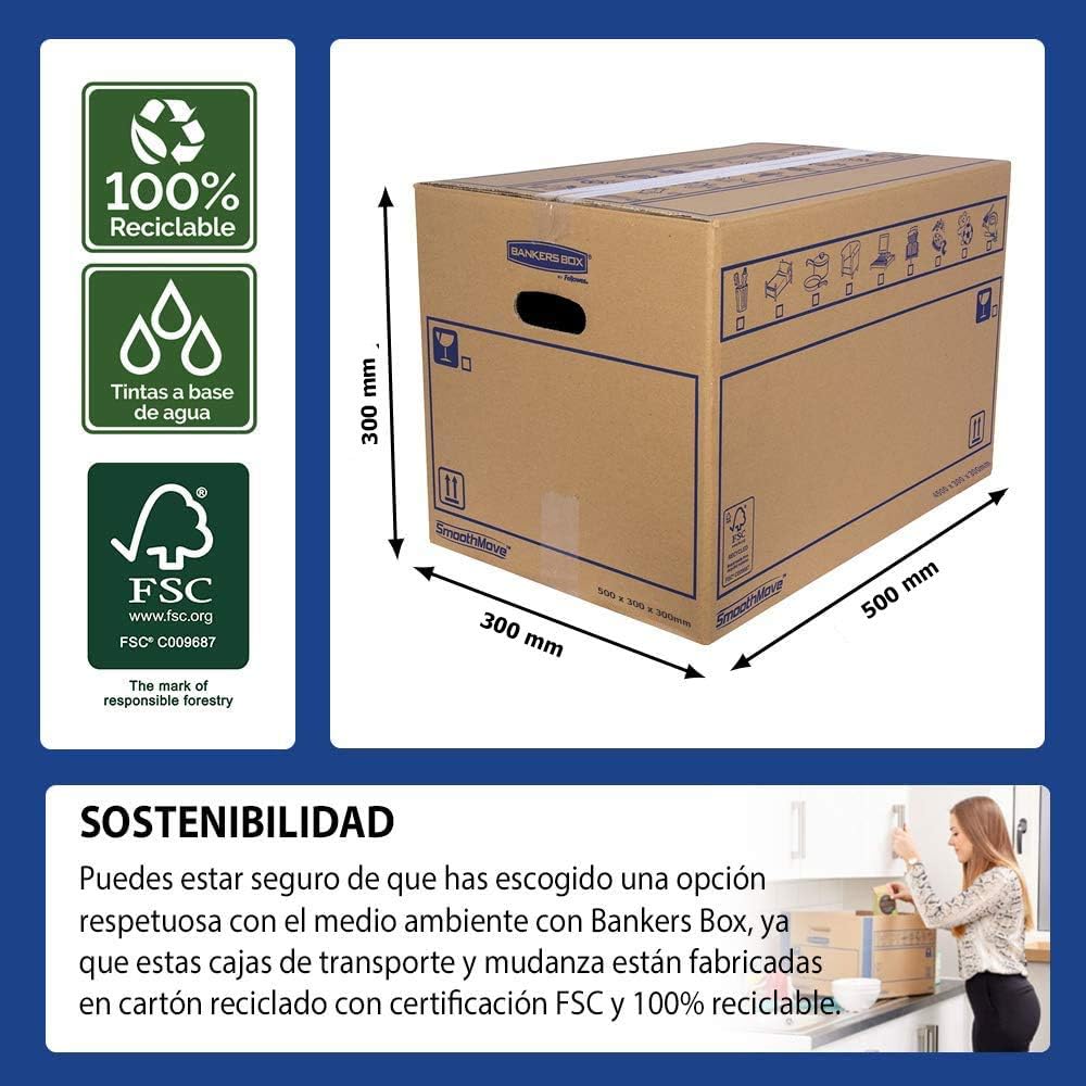 Packung mit 10 Kartons mit Griffen für Umzug, Aufbewahrung und Transport, sehr robust, 50 x 30 x 30