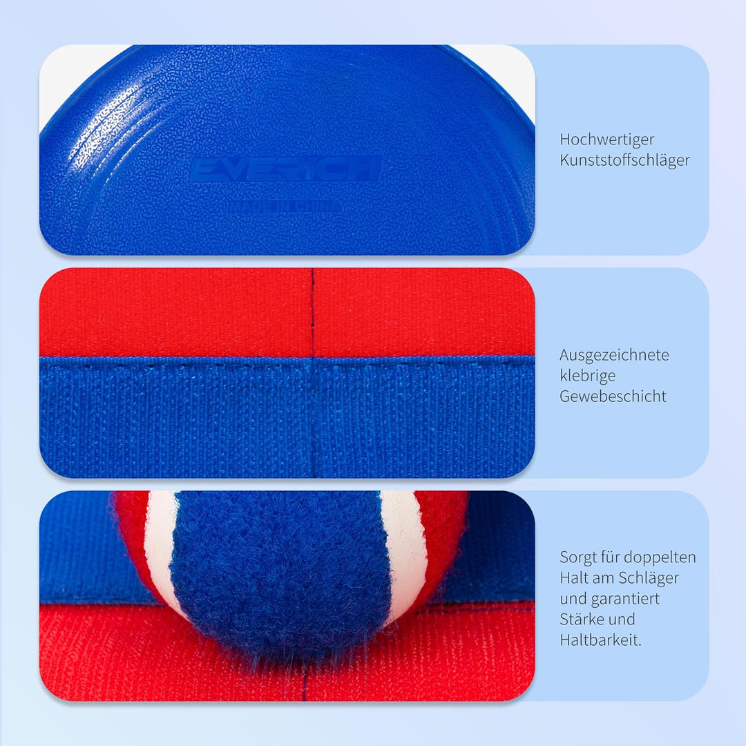 U&C Planet Beachball Set Strandtennis Set Paddle Ball Spiel Klettballspiel Strandschlägerset für Kin