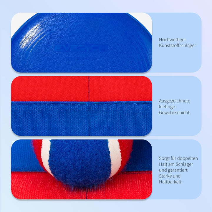 U&C Planet Beachball Set Strandtennis Set Paddle Ball Spiel Klettballspiel Strandschlägerset für Kin