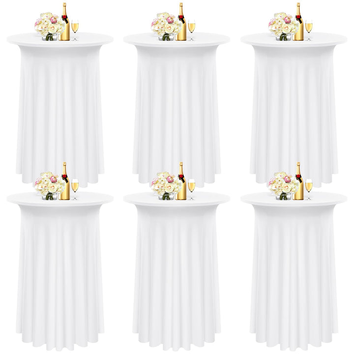 6 Packs Spandex Cocktail Tischdecke mit Röcken 80 x 110cm, weisser Stretch Cocktail Tisch für hohen