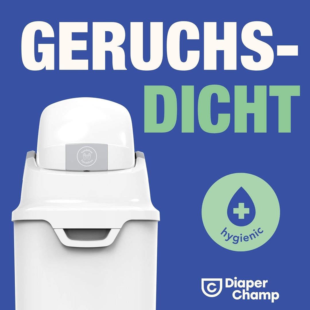 DIAPER CHAMP ONE Medium Handsfree mit Pedal - Windeleimer - geruchsdicht - berührungslose Bedienung
