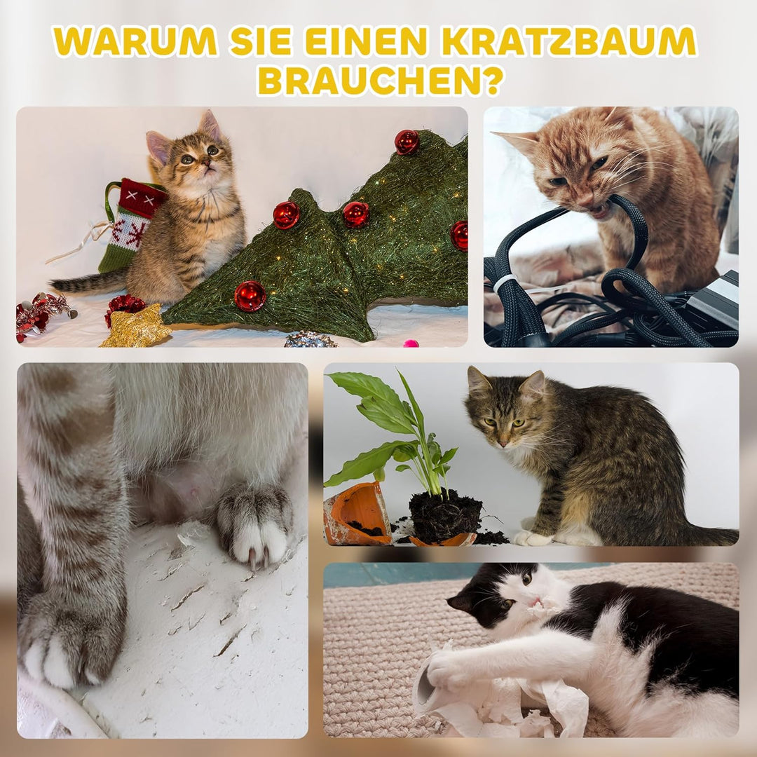 PawHut Kratztonne für Katzen 49 cm Hoch Ø 35,5 cm Katzentonne mit 2 Etagen Sisalseil, Plüsch Katzenh