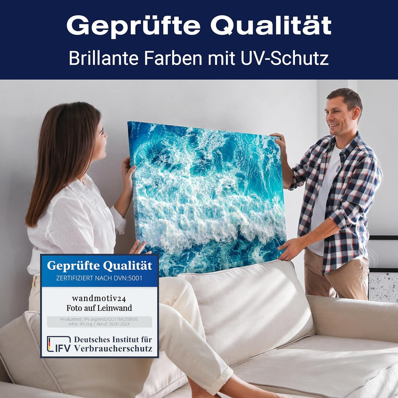 wandmotiv24 Leinwand-Bild Raues Meer 2, Grösse 100x75cm, Querformat, Wand-Bilder, Dekoration Wohnzim