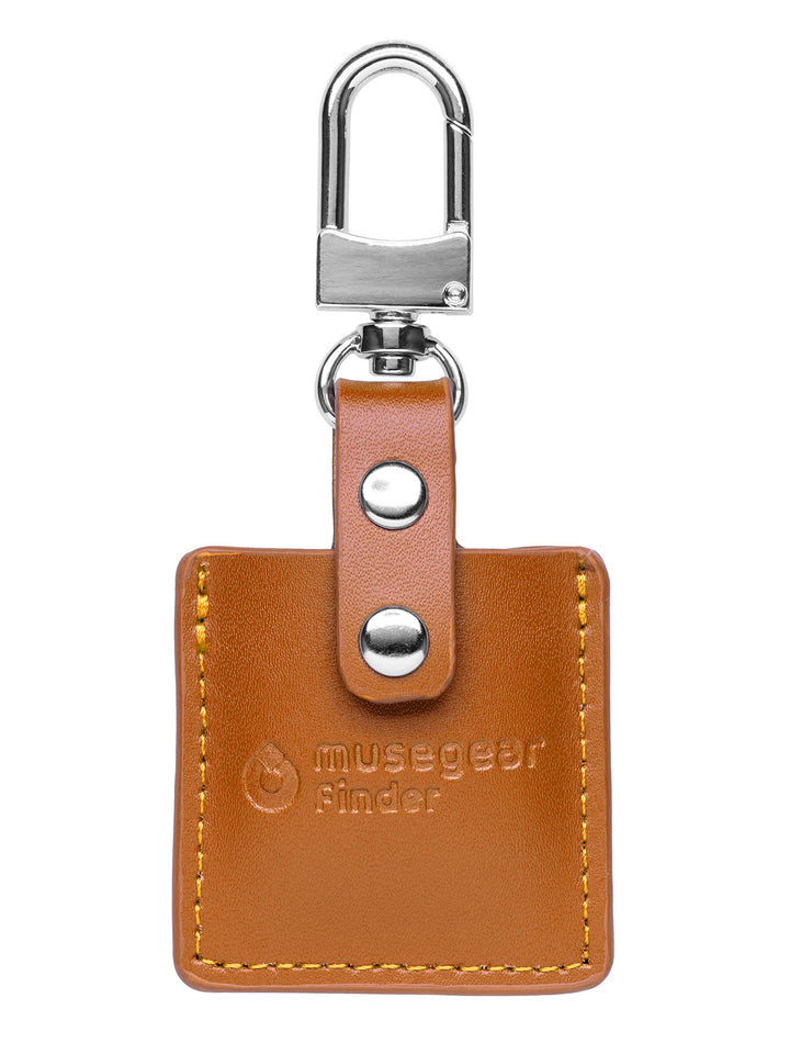 musegear Schlüsselfinder mit Bluetooth App aus Deutschland in Cognac brauner Leder-Tasche I Finder h