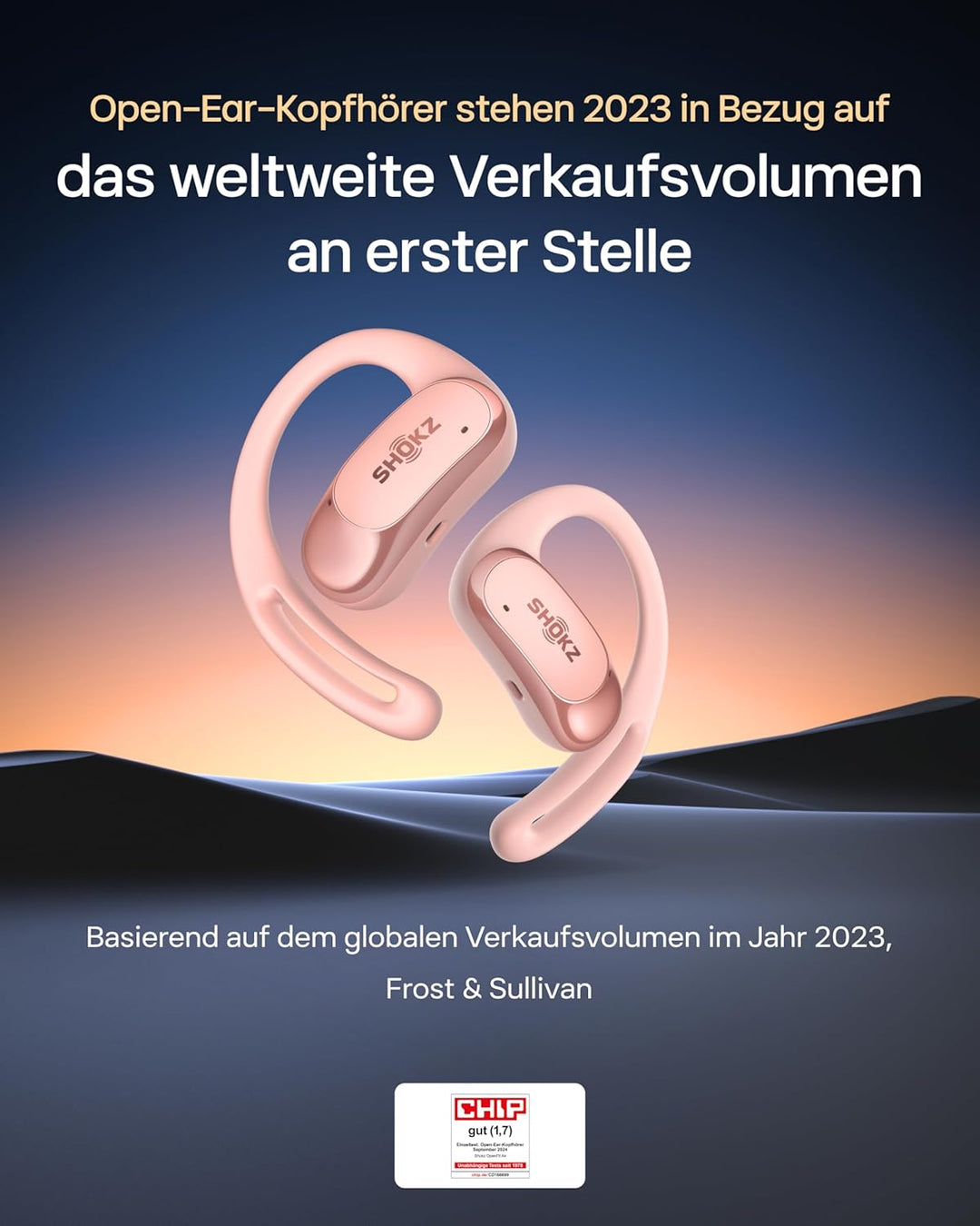SHOKZ OpenFit Air Open-Ear-Kopfhörer, True Wireless Bluetooth-Ohrhörer mit Mikrofon, Ohrhörer mit Ai