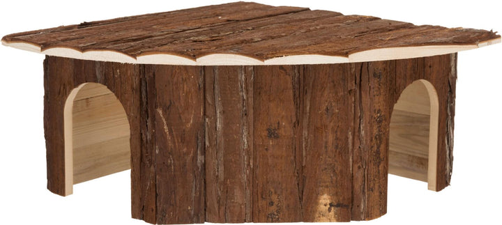 TRIXIE 62044 Eckhaus Jesper, 2 Ausgänge, Kaninchen, Rindenholz, 52 × 18 × 37/37 cm