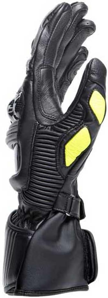 Dainese Druid 4 Gloves Motorradhandschuhe Sport Racing Handschuhe Leder, BLACK/CHARCOAL-GRAY/FLUO, M