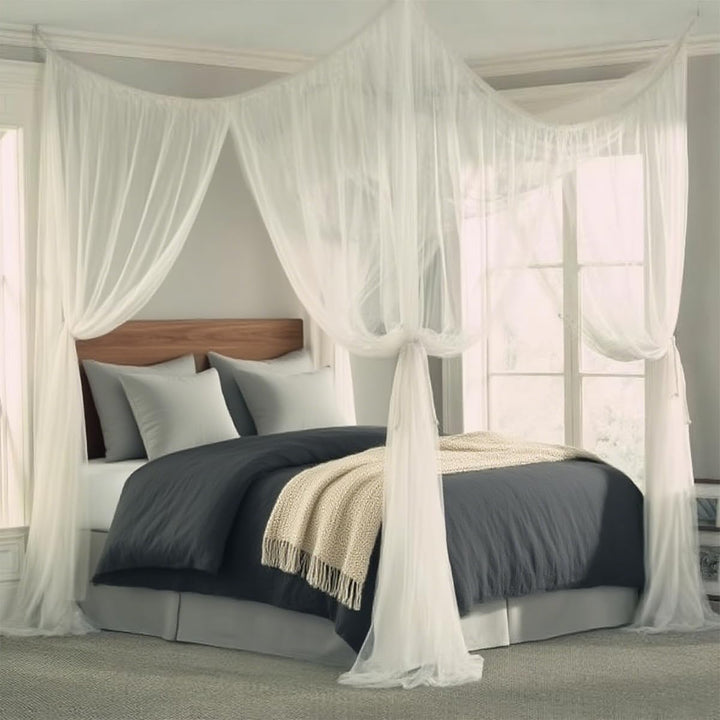 Moskitonetz Bett für Doppelbett Einzelbett, 1.9 m x 2.1 m x 2.4 m Mückennetz Bett, 4 Einträge, Moski