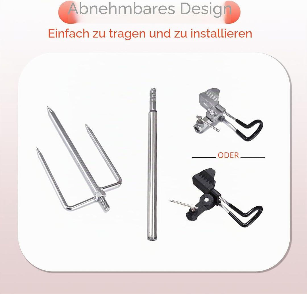 2 Stück Angelrutenhalter Edelstahl, 360° Verstellbar, Abnehmbar &amp; Leicht Tragbar, Universal Rutenhal