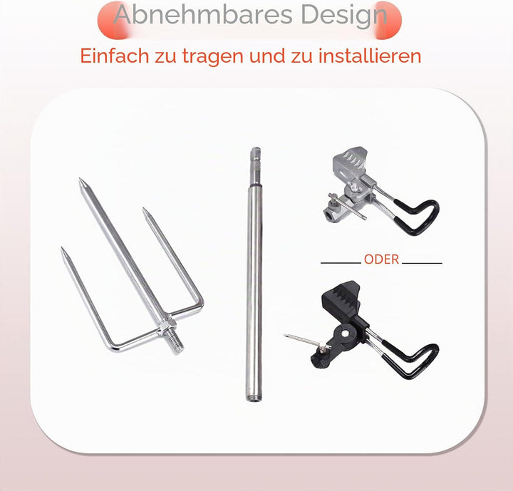 2 Stück Angelrutenhalter Edelstahl, 360° Verstellbar, Abnehmbar &amp; Leicht Tragbar, Universal Rutenhal