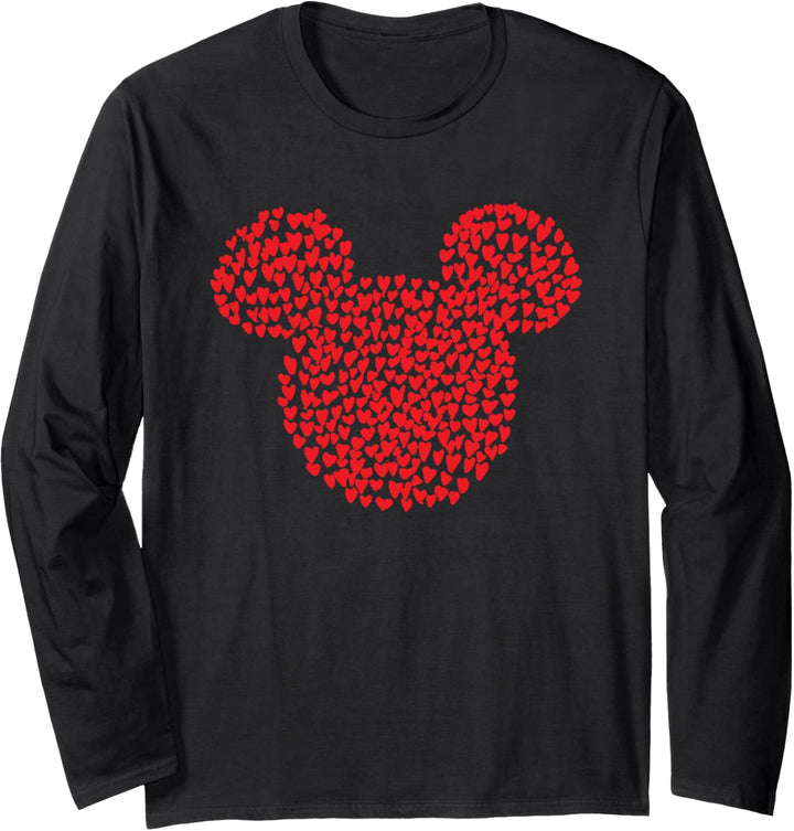 Disney Mickey Mouse Valentine's Day Heart Ears Silhouette Langarmshirt