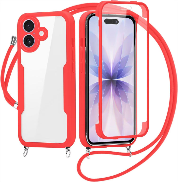 FERLAN Handykette für iPhone 17 Hülle mit Band,Transparent 360 Grad Rundumschutz Schutzhülle mit Int
