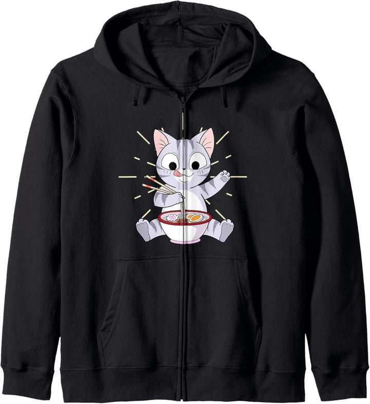 Japanische Ramen Nudeln Geschenkprodukt Kawaii Anime Cat Kapuzenjacke