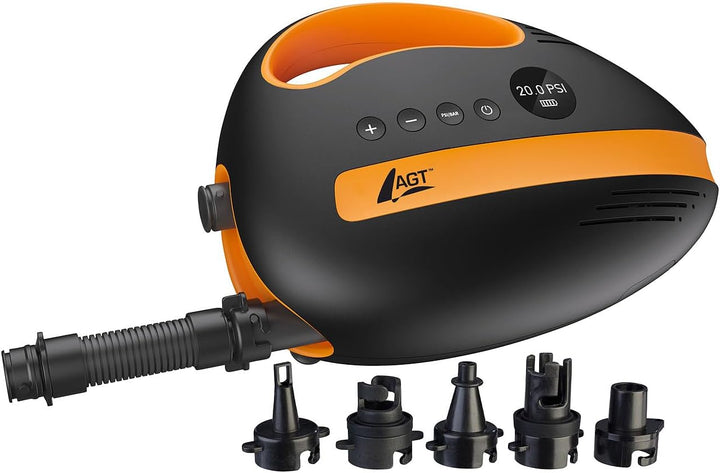 AGT SUP Pumpe: Akku-Luftpumpe für SUP-Boards, 350 l/Min., 3x4.000mAh mAh, USB, 12 V (Luft-Pumpe, SUP