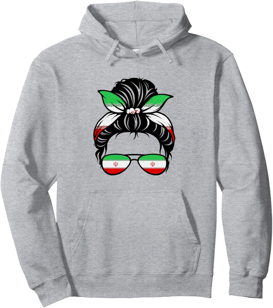 Freiheit und Frieden für iranische Frauen Messy Bun Pullover Hoodie