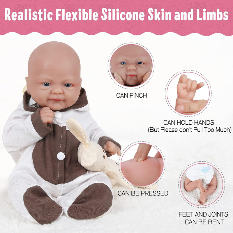 Vollence 36 cm Ganzkörper Silikon Reborn Babypuppe Mädchen,Vollsilikon Babypuppes, Nicht Vinyl Puppe