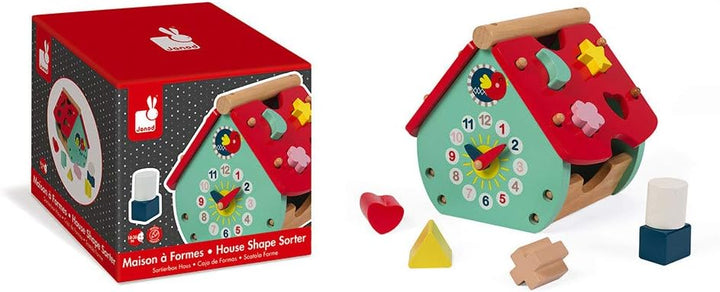 Janod - Baby Forest Formen-Steckspiel aus Holz, Haus, Bausteine, frühes Alter und Lernspielzeug, zum