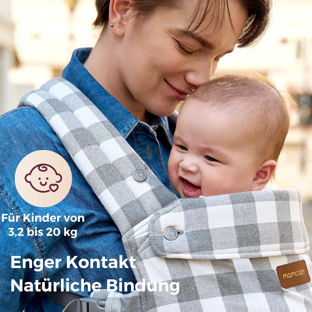 Momcozy Baby-Trage aus Natur-Baumwoll-Leinen: Besonders langlebig, ergonomisch, leicht &amp; komfortabel