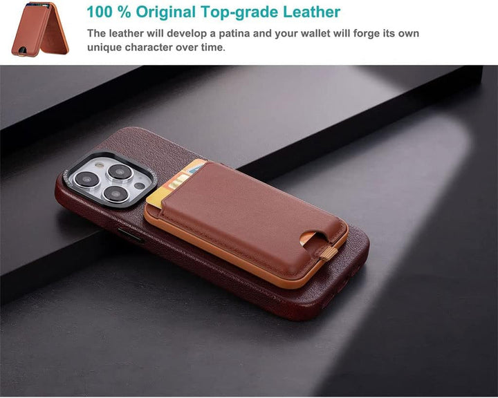 HAOBOBRO - MagSafe Wallet mit Standfunktion - Magnetischer Leder Kartenhalter - Kompatibel mit iPhon
