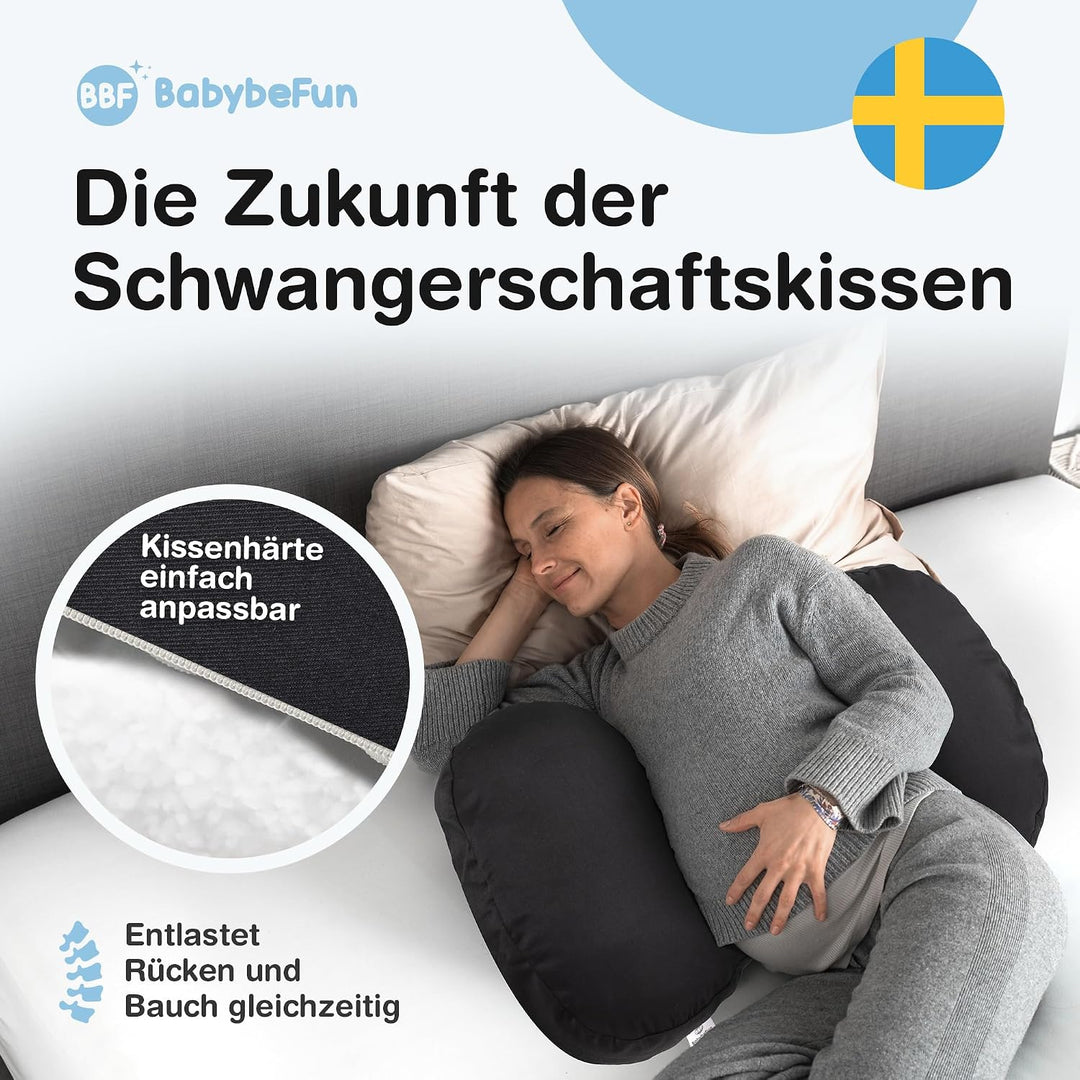 BabybeFun kompaktes Schwangerschaftskissen zum Schlafen gegen Rückenschmerzen [Extra Komfort Dank Ve