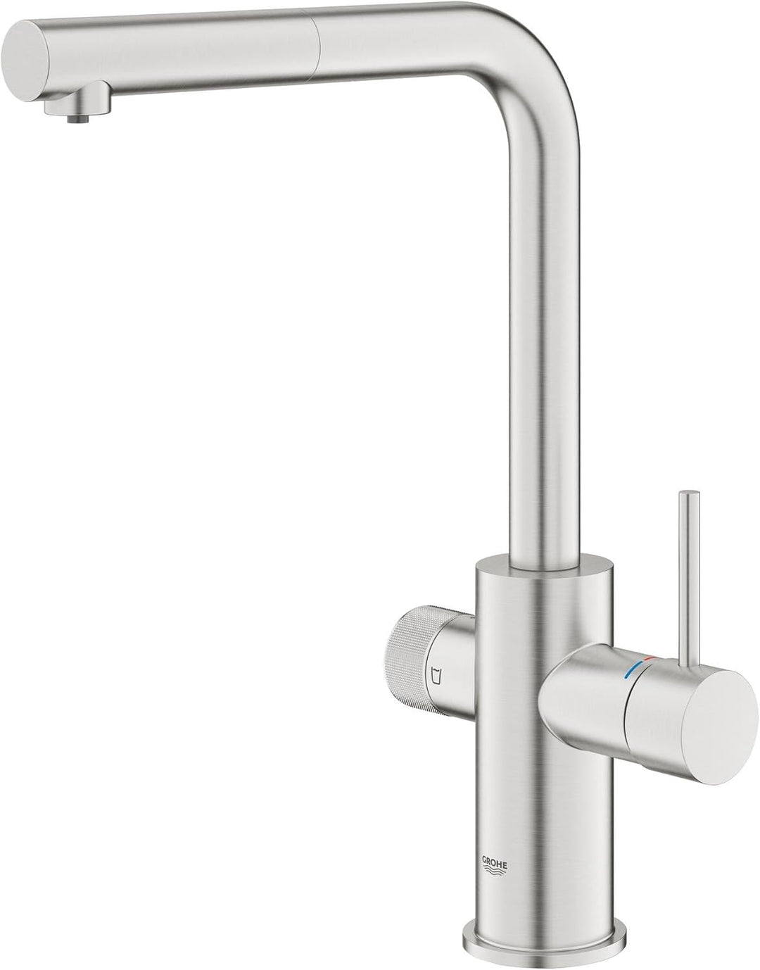 GROHE Blue Pure, Küchenarmatur herausziehbar, mit Filterfunktion (Gefiltertes Wasser: separater Grif