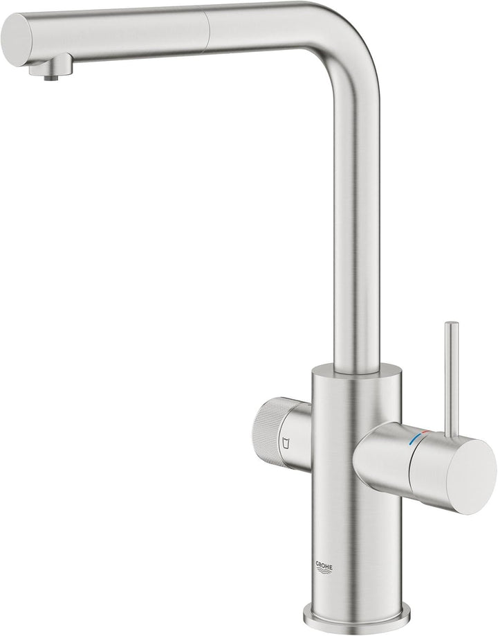 GROHE Blue Pure, Küchenarmatur herausziehbar, mit Filterfunktion (Gefiltertes Wasser: separater Grif