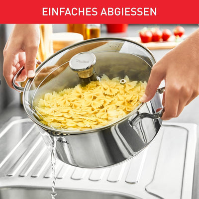 Tefal Duetto Kochtopf A70542 | 16 cm| Induktionsgeeignet | Einfache Reinigung | Messskala | Glasdeck