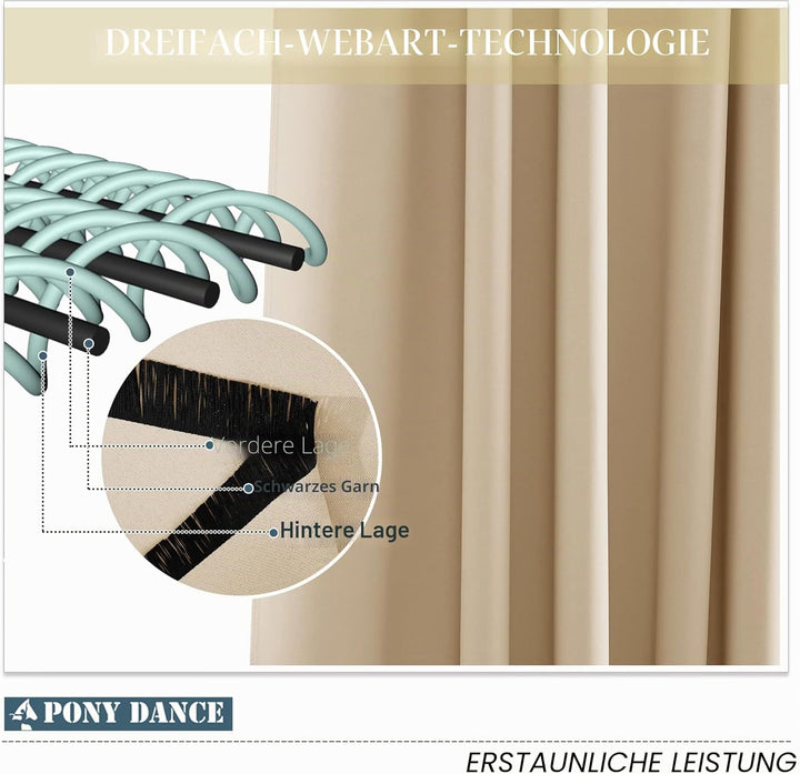 PONY DANCE Scheibengardine Küche Vorhang Verdunkelung 2er Set H 114 x B 132 cm Blickdichte Vorhänge