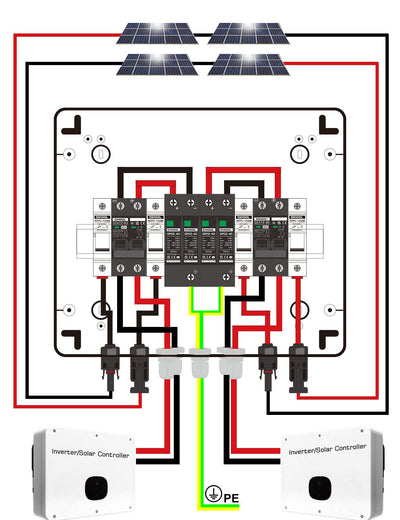 Solar PV Überspannungsschutz Anschlusskasten DC1000V 2x 1 String Blitzschutz Für PV anlage Photovolt