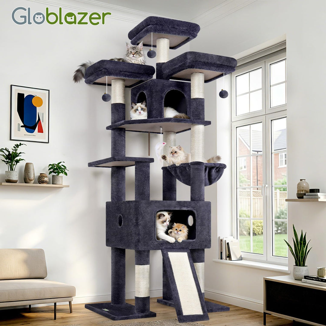 Globlazer F75 Kratzbaum XXL für 3-4 Grosse Katzen 192 cm Stabil Katzenbaum | Extragross Katzenhäuse,