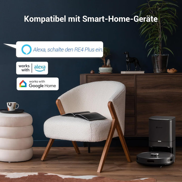 EZVIZ Roboterstaubsauger mit automatischer Staubentleerung, WLAN Haushaltsreiniger und Staubsauger m