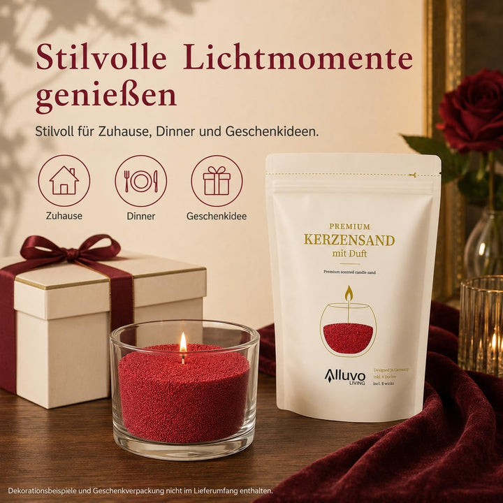 Kerzensand Rose 450 g mit 8 Dochten pflanzenbasiert, Rose