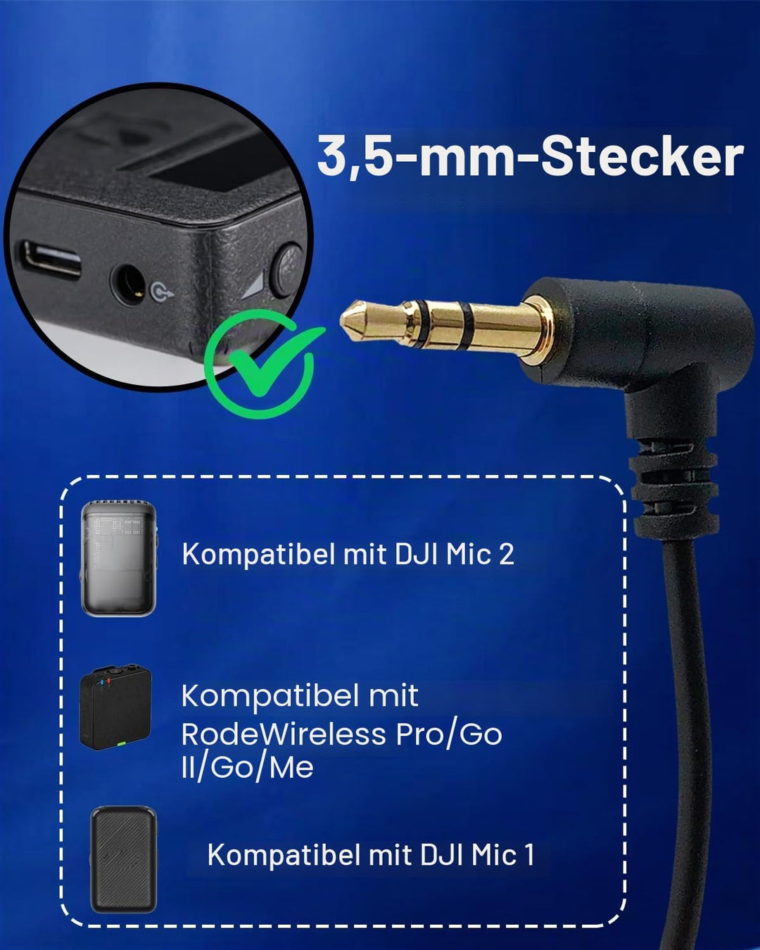 NewTH Lavalier-Ansteckmikrofon, omnidirektional, Kondensator, kabelgebunden, Lav-Mikrofon für DJI Mi