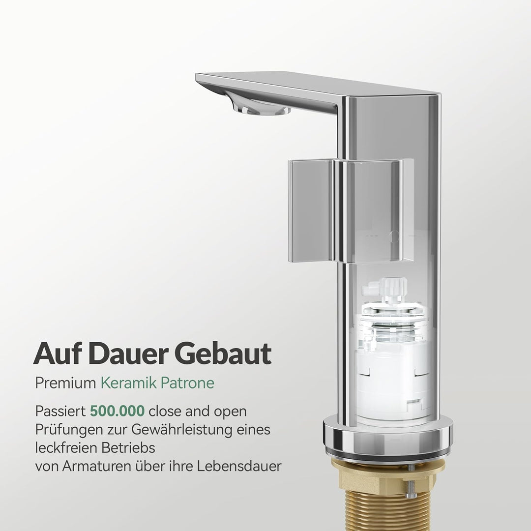 ALPHA HOME Wasserhahn Bad mit Anschlussschlauch, Waschtischarmatur Einhandmischer Armatur Waschbecke