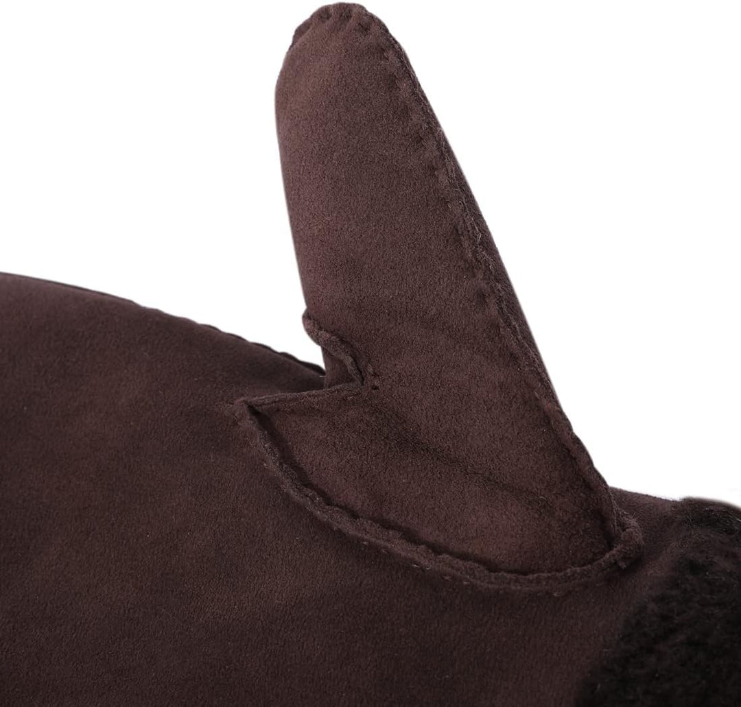 Harssidanzar Damen Fäustlinge,Winter Schaffell Lammfell beheizte warme pelzige Stulpenhandschuhe Led