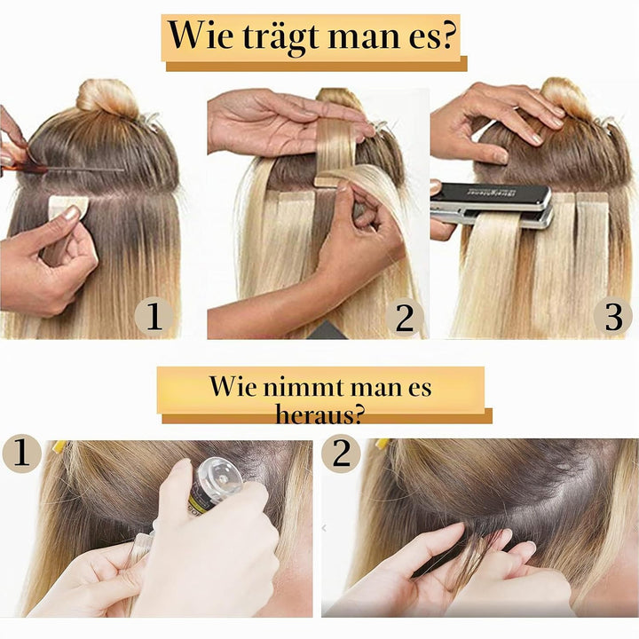SEGO 40 Stück Tape in Extensions Echthaar Klebeband Haarverlängerung 100% Remy Human Haar Haarteil (