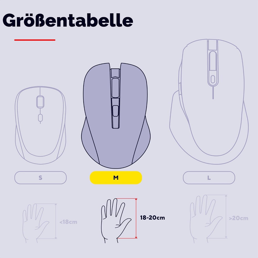 Trust Voxx Vertikale Kabellose Maus, Wiederaufladbare Ergonomische Funkmaus, Bluetooth und 2.4 GHz V
